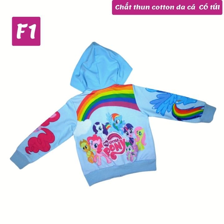 Áo khoác bé gái Pony cầu vồng từ 11-43kg - Thun cotton da cá in 3D cực chất - Tomchuakids