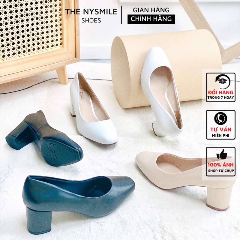 Giày cao gót 5cm mũi tròn gót vuông - Thenysmile - TOHAM
