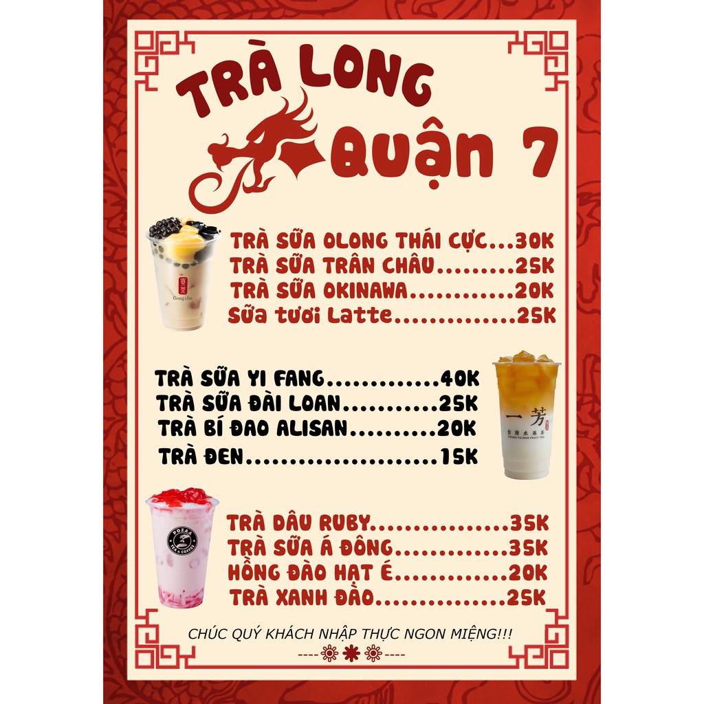 Làm Menu Giá rẻ Theo Yêu Cầu Miễn Phí Thiết Kế
