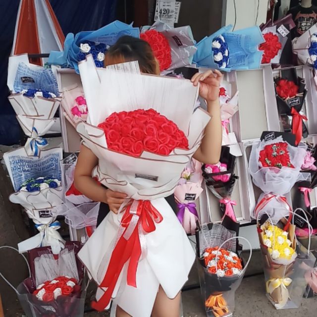 Hoa hồng sáp thơm bó 50b