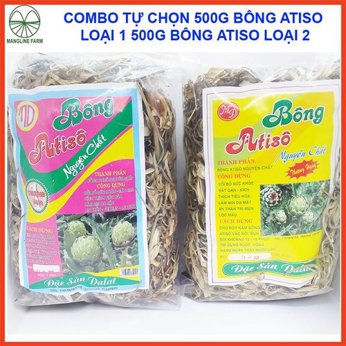 Combo 500g bông atiso loại 2 500g bông atiso loại 1 thanh nhiệt mát gan đẹp da mặt Đặc sản Đà Lạt