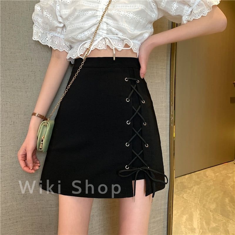 [C372] Chân váy đan dây dáng ngắn - Quần váy nữ dáng chữ A chất tuyết mưa có quần bảo vệ sẵn kho 3 size giá rẻ