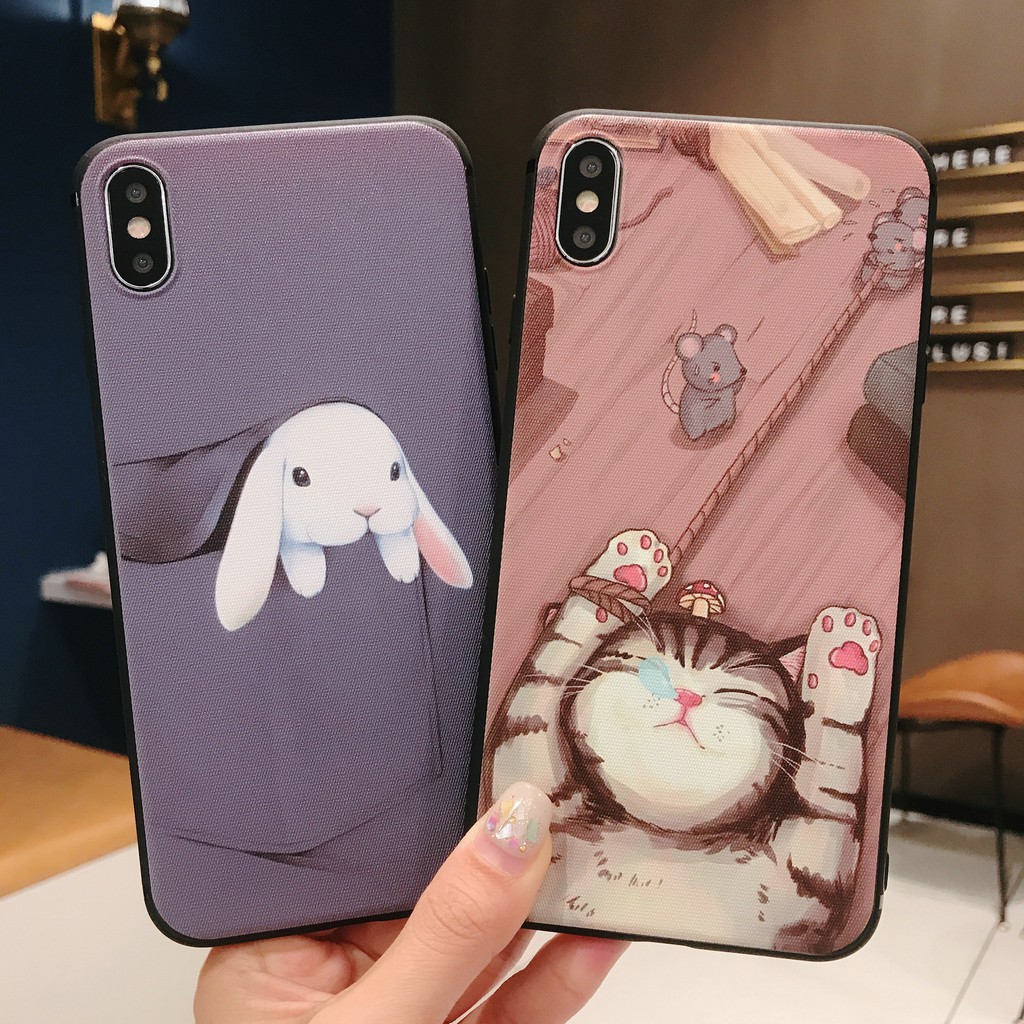 Ốp lưng Redmi Note 9 9S 8 7 K20 Pro Xiaomi MI POCO X3 NFC 3D Lovely Rabbit Cat Soft TPU Case /GNC