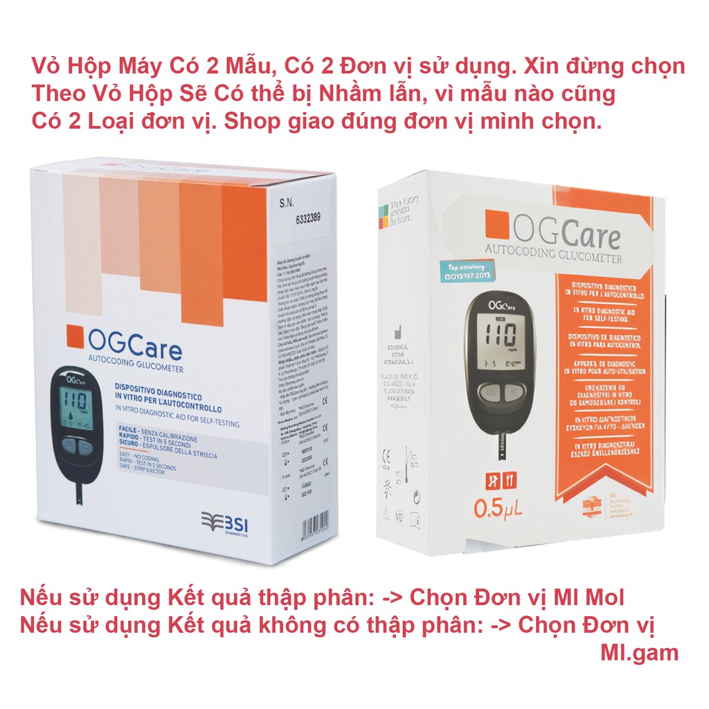 ✅ [TRỌN BỘ] Máy Đo Đường Huyết- Ogcare (+ 25 Que, 50 Kim, Cồn) -VT0559 | Y Tế Vạn Thành