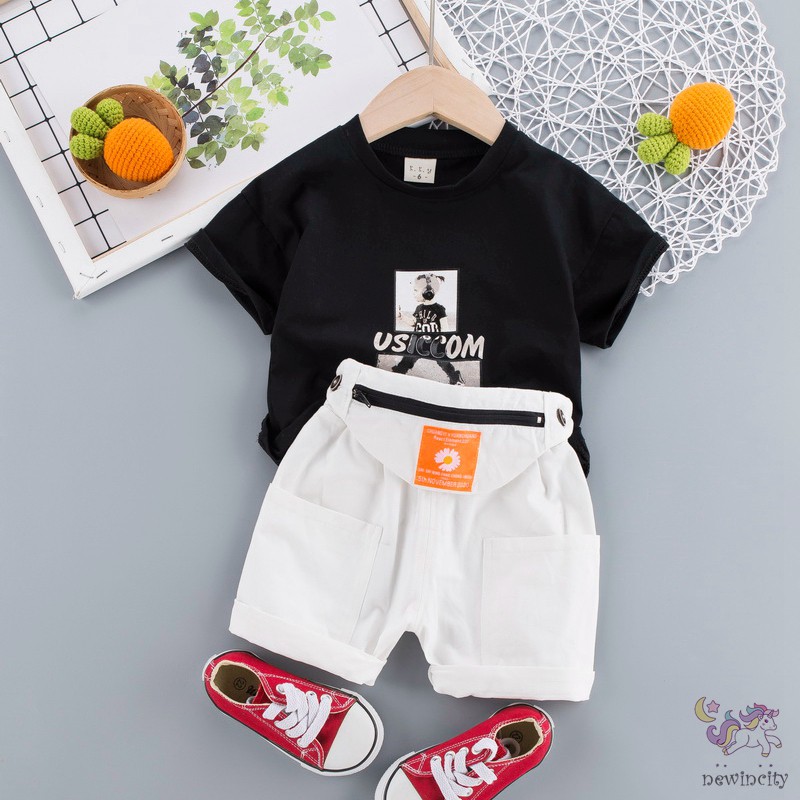Set Áo Thun Tay Ngắn &amp; Quần Short Bé Trai