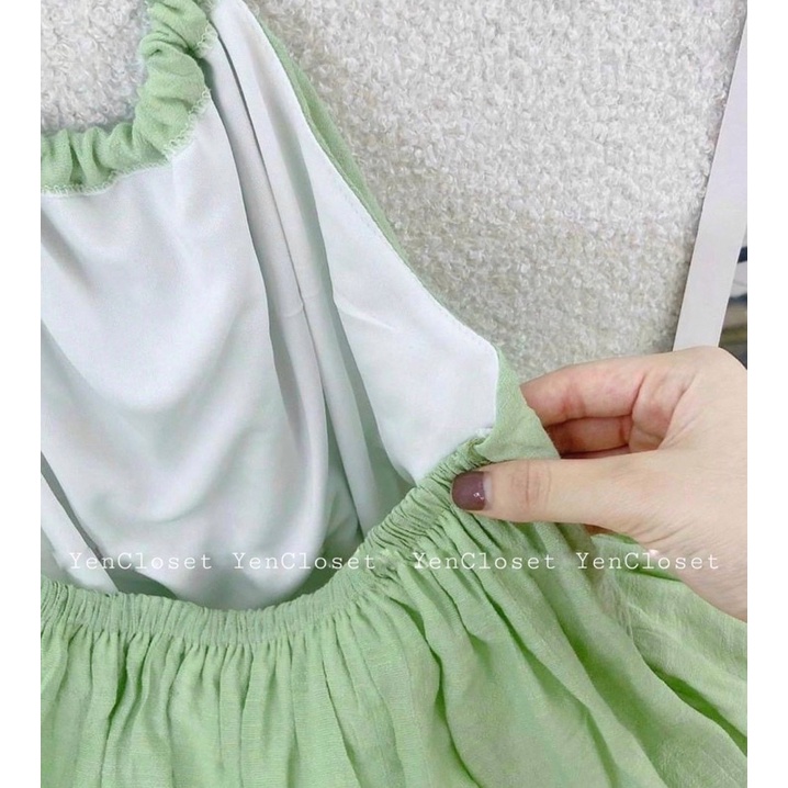 [Freeship] Hình thật - Set áo yếm peplum và short trắng hack tuổi, tôn da