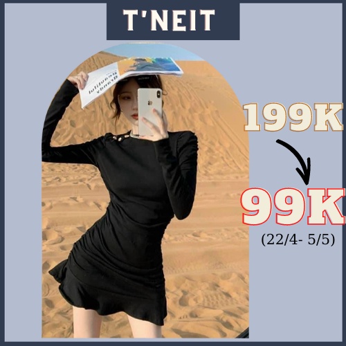 Đầm Body Tay Dài Nhún Sườn Đuôi Cá Chất Thun Borip Thích Hợp Mặc Đi Tiệc Đi Làm Đi Chơi - Đ0083 | steven.factory