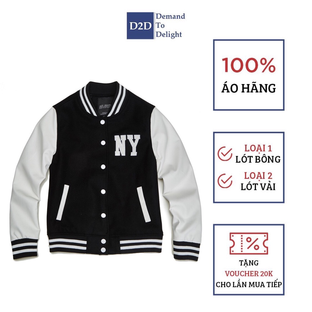 Áo Bomber MLB NY Logo Ngực Cúc Trắng Unisex Nam Nữ Cá Tính Siêu Đẹp