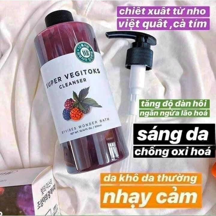( MẪU MỚI ) SỮA RỬA MẶT THẢI ĐỘC RAU CỦA QUẢ HÀN QUỐC SUPER VEGITOKS CLEANSER 300ml+30ml | BigBuy360 - bigbuy360.vn