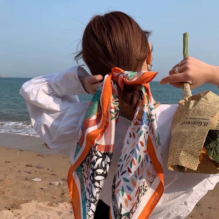 Khăn choàng cổ hình vuông 70cm chất lụa hợp thời trang cho nữ