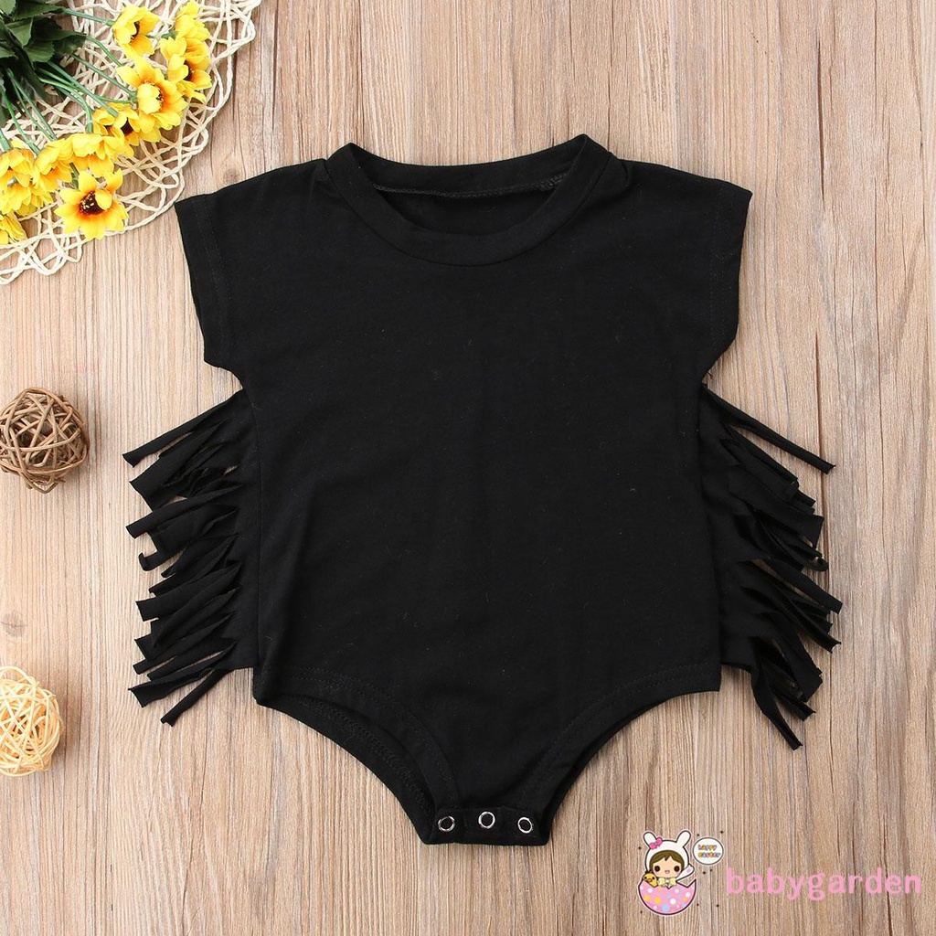 Áo Liền Quần Tua Rua Màu Trơn Hợp Thời Trang Cho Bé Gái