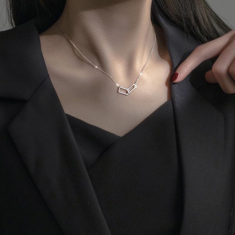 Vòng Cổ Choker Mặt Vuông Đính Đá Phong Cách Hàn Quốc Thời Trang Cho Nữ