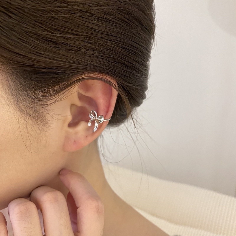 Set 2 Khuyên kẹp vành tai không hình nơ thời trang phong cách thanh lịch, sang trọng dành cho nữ
