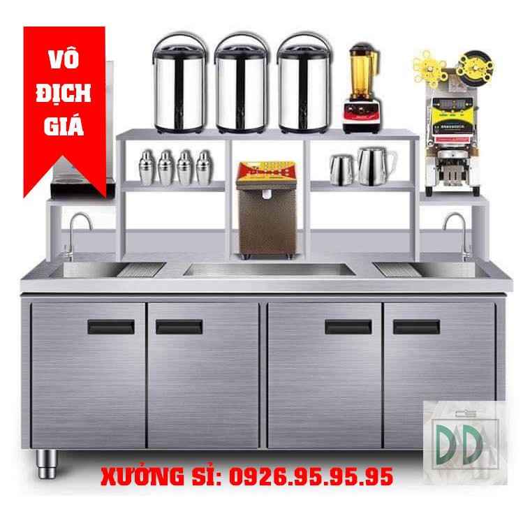 Quầy bar pha chế DADA DÀI 1M8 - Quầy Pha Chế Inox cho các quán trà chanh, trà sữa inox, cafe-thiết bị máy móc pha chế