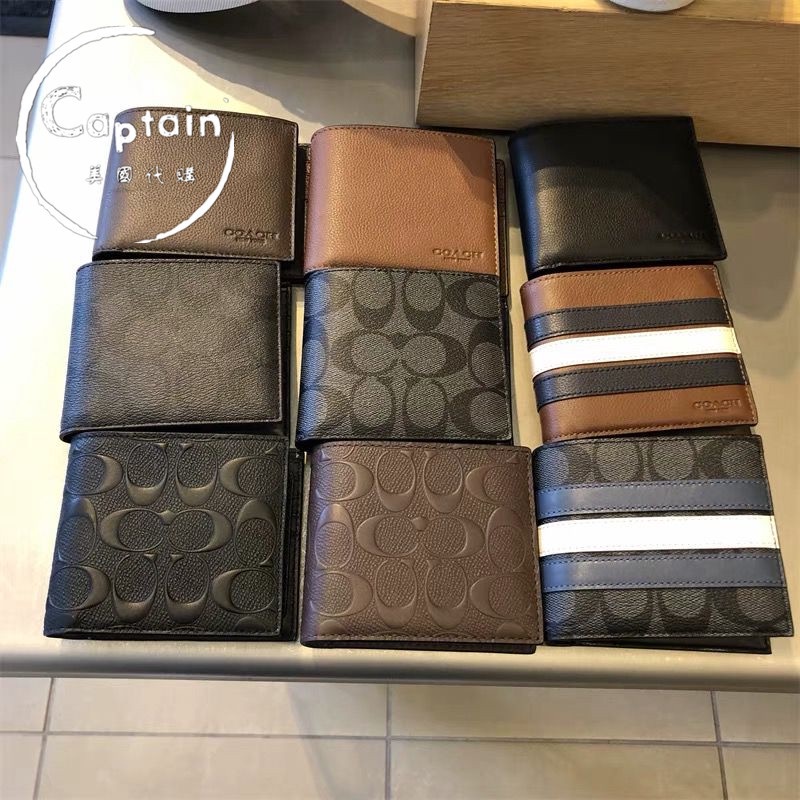 COACH  Ví Da Nam Gập Đôi Thời Trang 74993 74991 Giá Đỡ