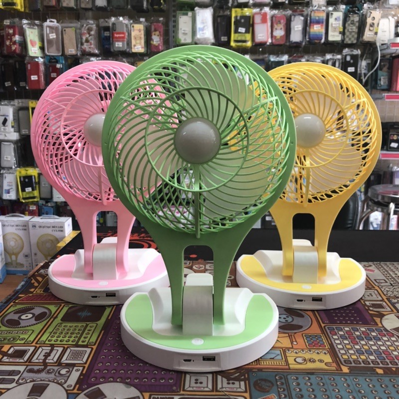 Quạt Tích Điện 5580 Mini Fan 2 In 1 Gấp Gọn