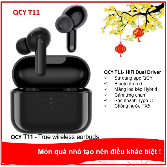 Tai nghe không dây Bluetooth True Wireless QCY T11