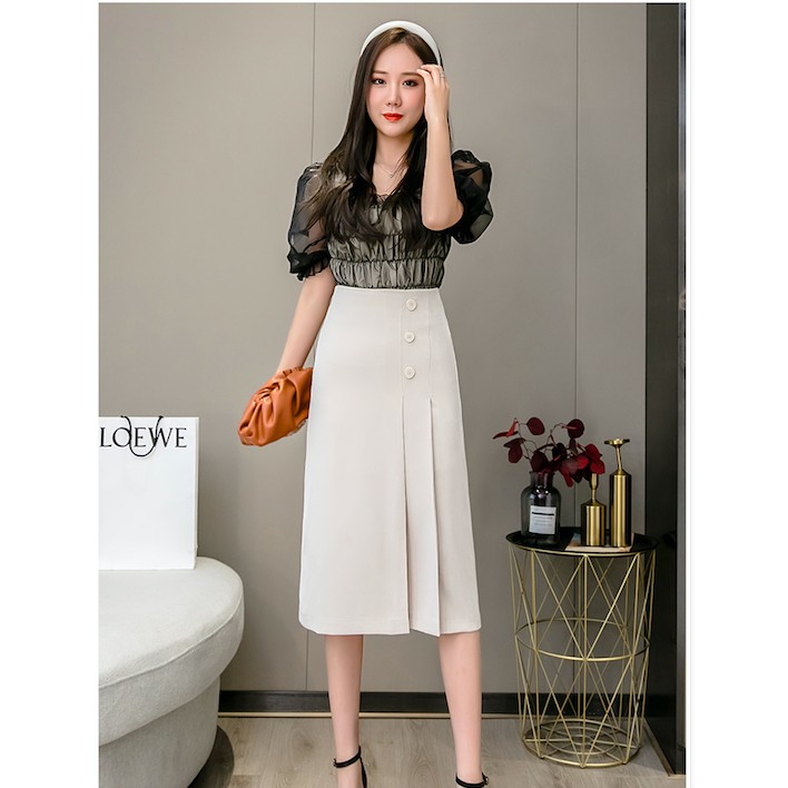 Chân váy xinh qua gối phối cúc CV12 RumHana | BigBuy360 - bigbuy360.vn