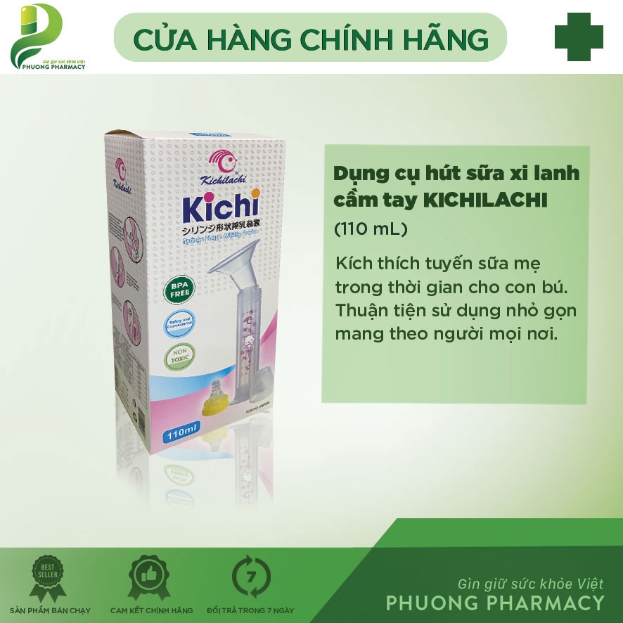 Dụng cụ hút sữa xi lanh cầm tay cho mẹ 100ml KICHILACHI