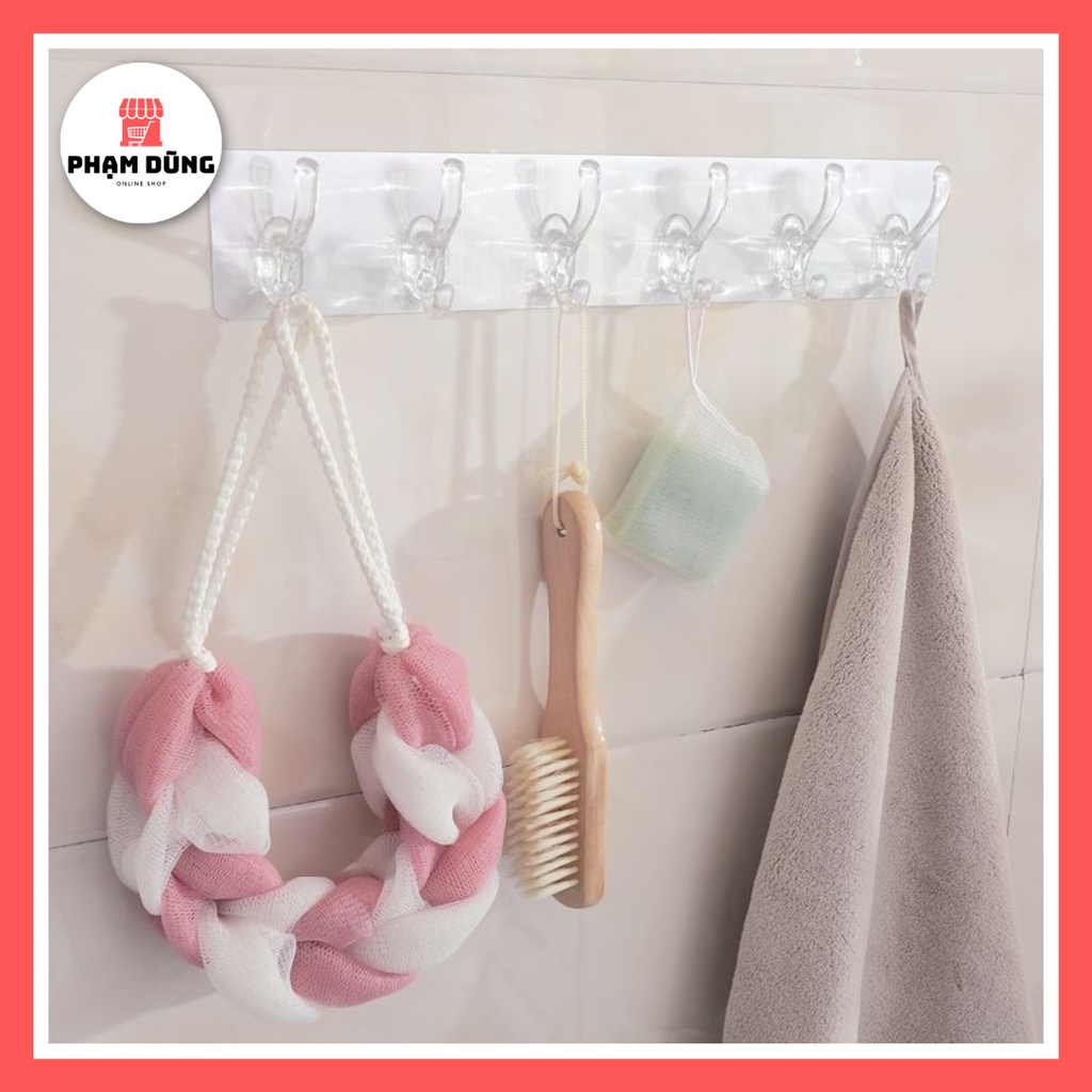 Thanh Móc Treo Đồ Dán Tường Siêu Dính 6 Móc