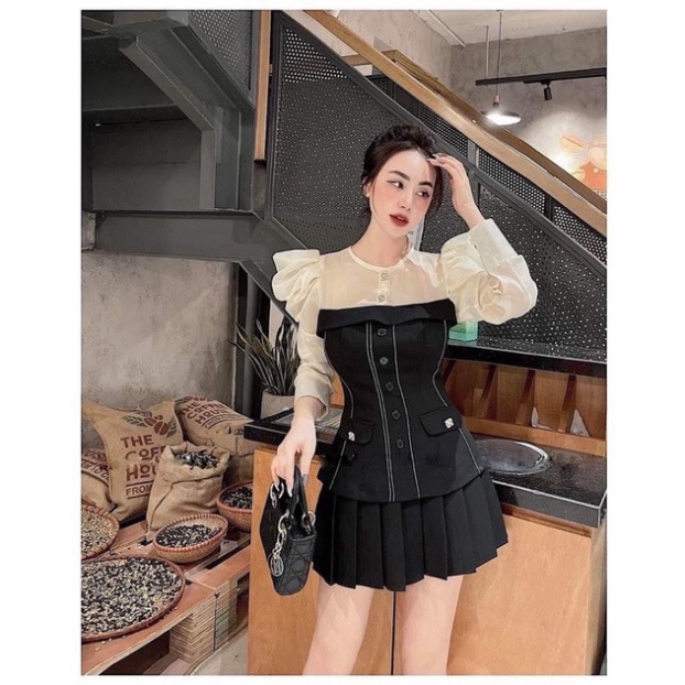 Chân váy xếp ly -chân váy tennis ngắn thu đông_383 mầu trắng, babydoll ulzzang mềm nội y xanh