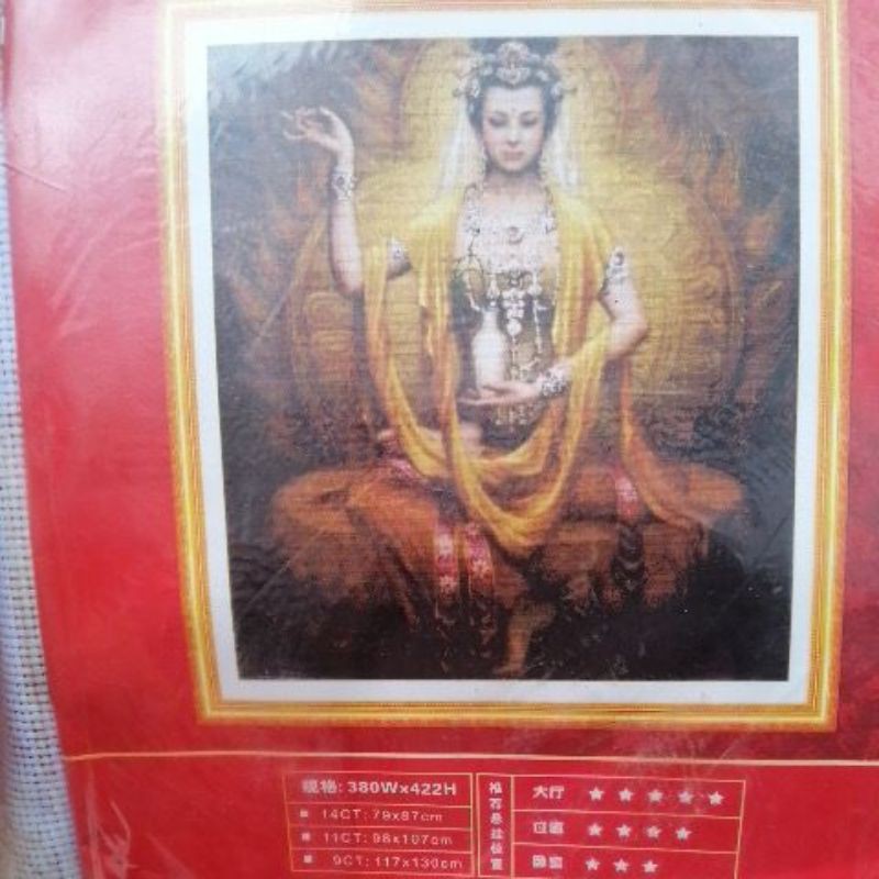 Tranh thêu chữ thập Phật bà Quân Âm