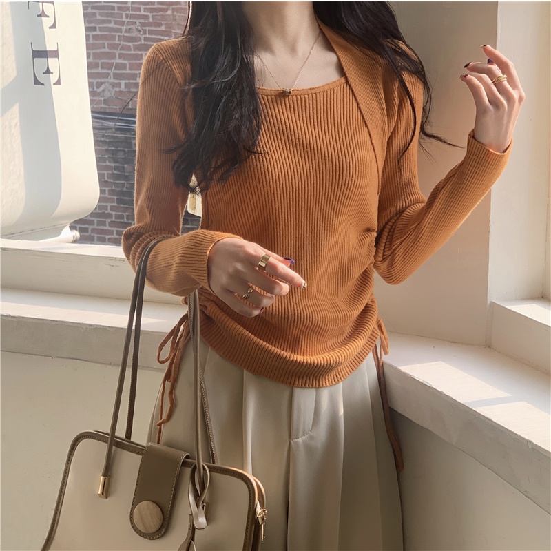 Áo Len Cổ Vuông Tay Dài Thời Trang Dành Cho Nữ