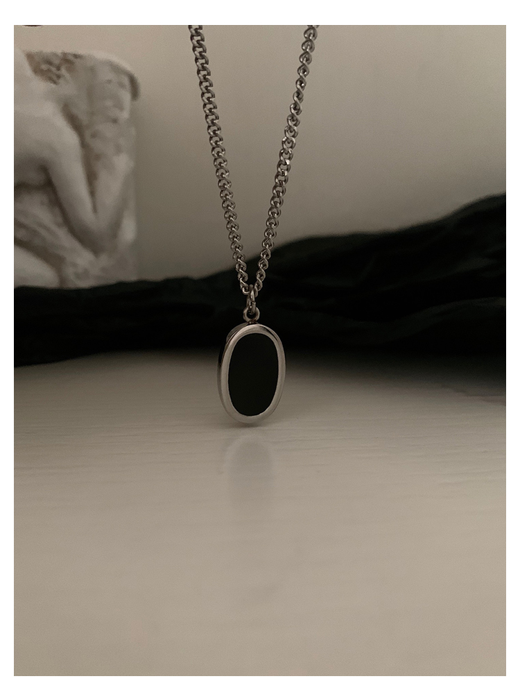 Dây Chuyền Thép Titan Mặt Oval Thời Trang Đường Phố Hip Hop Cá Tính Dành Cho Nam 22661