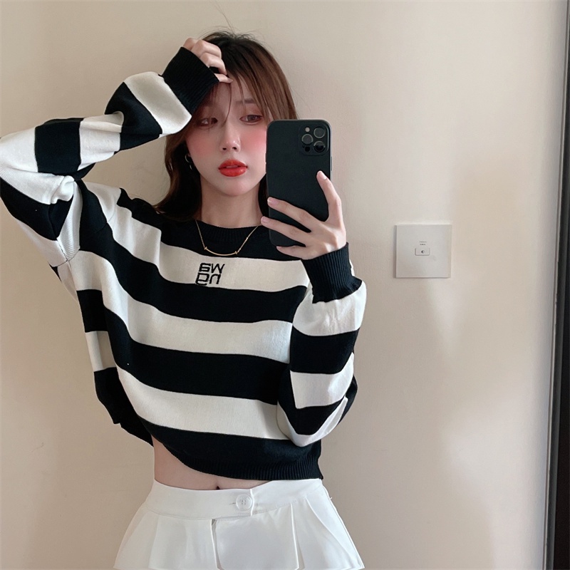 QKOOLE  Áo thun tay dài cổ tròn dáng ôm phong cách Hàn Quốc thời trang cho nữ