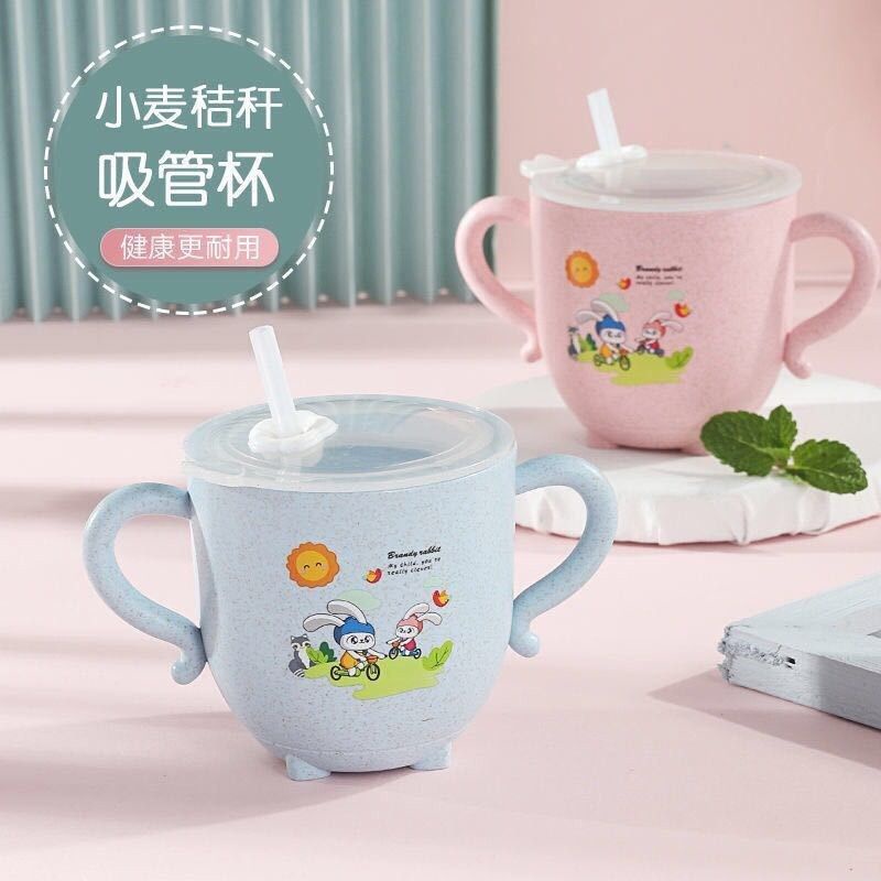 MVP1389 Cốc Uống Sữa, Nước Có Nắp Silicon Chống Đổ Cốc Uống Sữa Có 2 Tai Cầm 270ml Bằng Lúa Mạch Sạch Sẽ, An Toàn