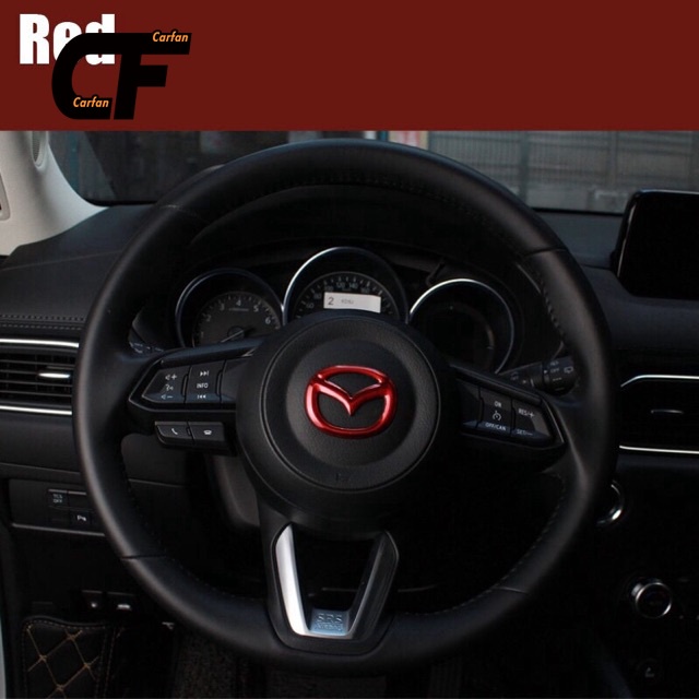 Mazda Dán trang trí tay lái ABS Trang trí logo trên vô lăng xe mazda 3, 6, cx5 ốp logo vô lăng mazda