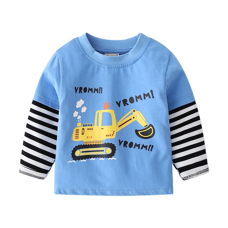 Áo thun dài tay bé trai WELLKIDS Áo phông thu đông họa tiết đáng yêu chất cotton trẻ em từ 2-7 tuổi