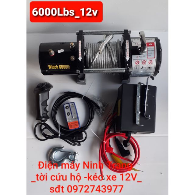 Tời điện 12V _tời kéo xe 6000Lbs (2600kg)