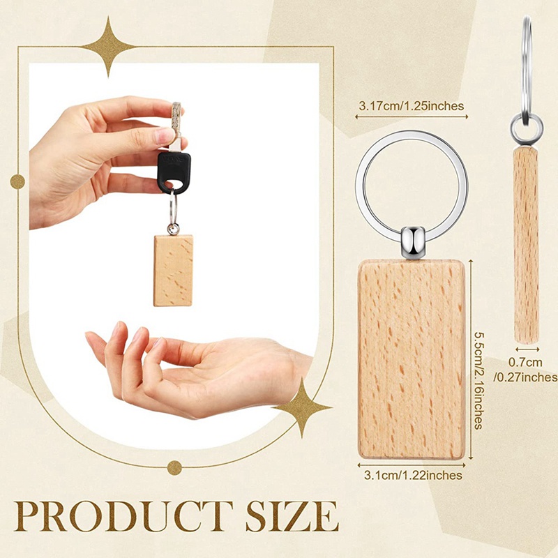 Set 50 Móc Chìa Khóa Gỗ Chưa Hoàn Thành Dùng Làm Móc Khóa DIY