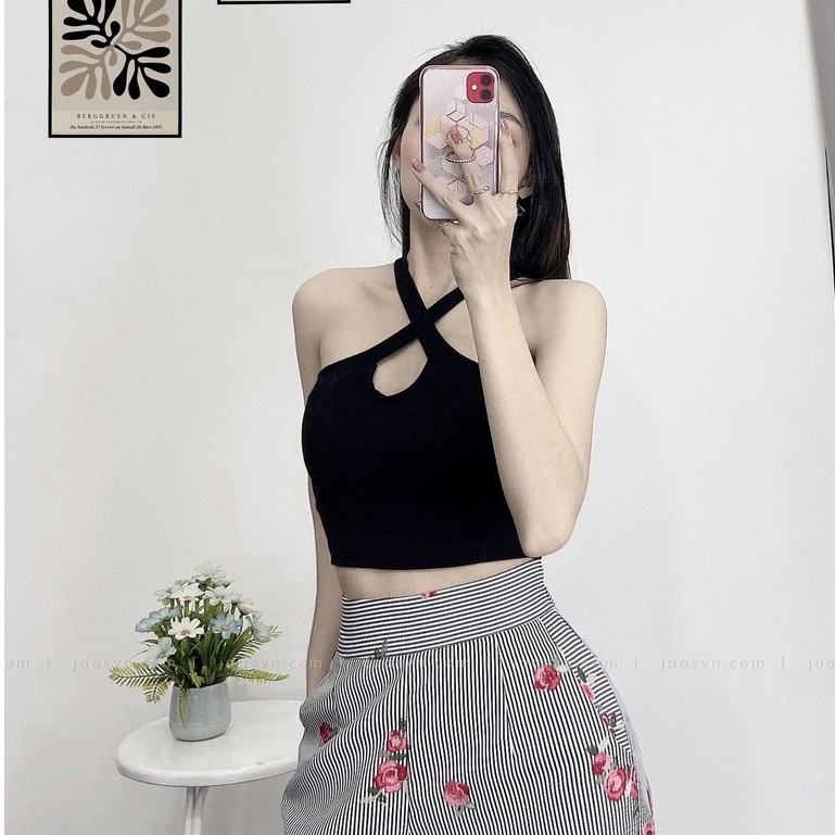Áo croptop hai dây chéo ngực chất thun co giãn