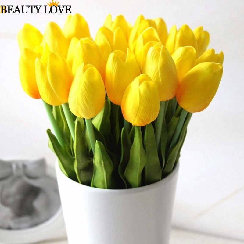 Set 10 Bông Hoa Tulip Nhân Tạo Dùng Để Trang Trí Nhà / Văn Phòng / Khách Sạn / Tiệc Cưới DIY