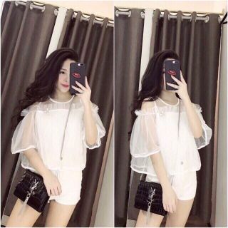 Áo trễ vai lưới công chúa