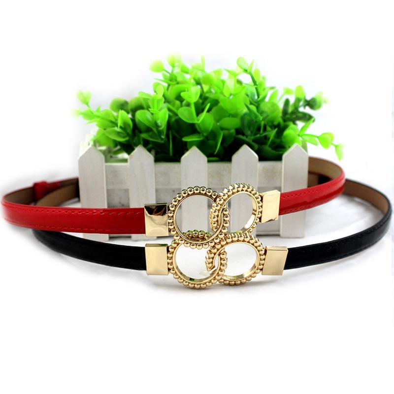 Thắt lưng da khóa kim loại tròn thời trang cho nữ