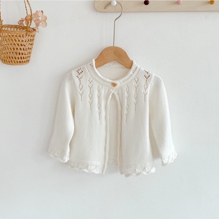 Áo Khoác Cardigan Dệt Kim Màu Trắng Thời Trang Mùa Thu Cho Bé Gái