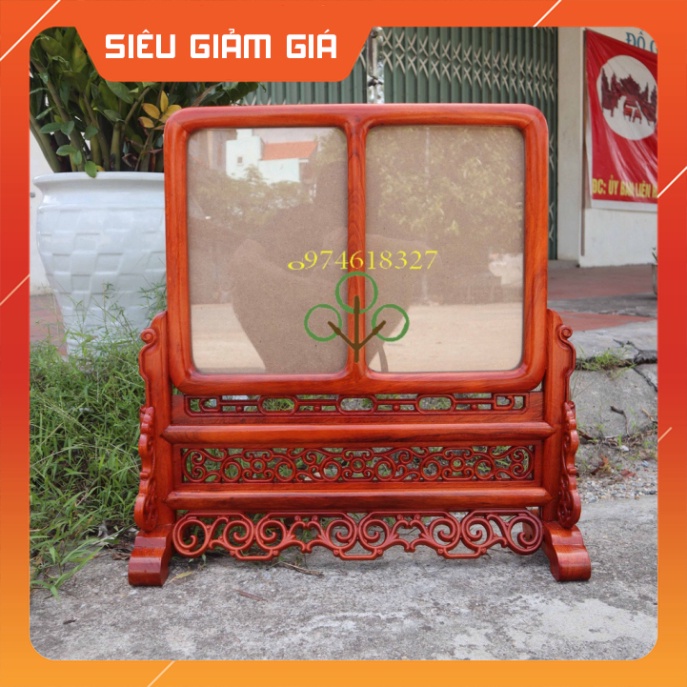 Khung hình thờ đôi chiện trơn bo góc gỗ hương 2 ảnh thờ 21x31