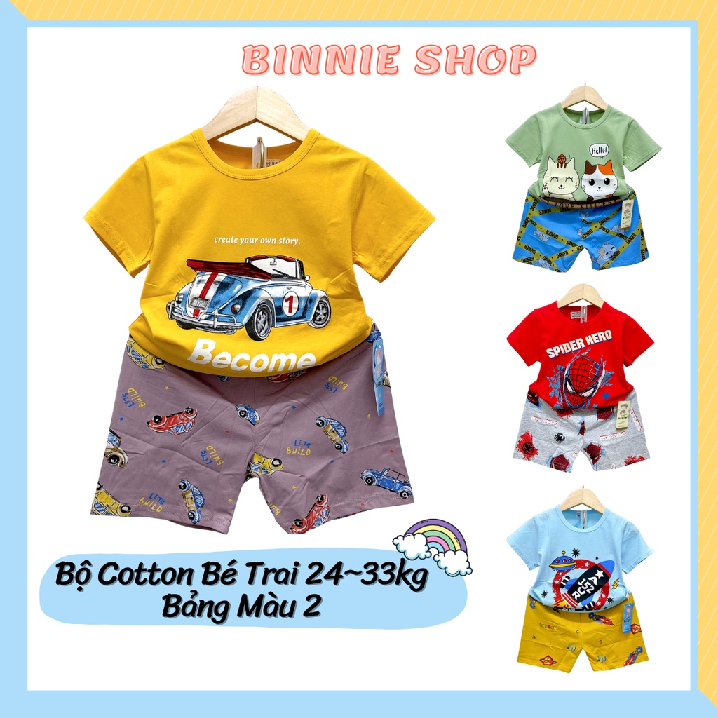 Đồ bộ bé trai Bộ thun cotton quảng châu xuất hàn BINNIE SHOP cho bé trai từ 24-33kg (6-9 tuổi) BTD2