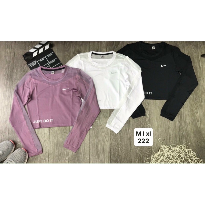 ÁO CROPTOP TAY DÀI PHỐI LƯỚI MẪU MỚI VỀ TẬP GYM/Yoga❤️ có hình mẫu mặc ❤️