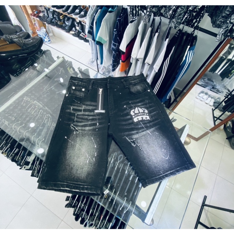 Quần short bò thời trang, Quần ngố nam hoạ tiết btshop từ 43 đến 70 kg