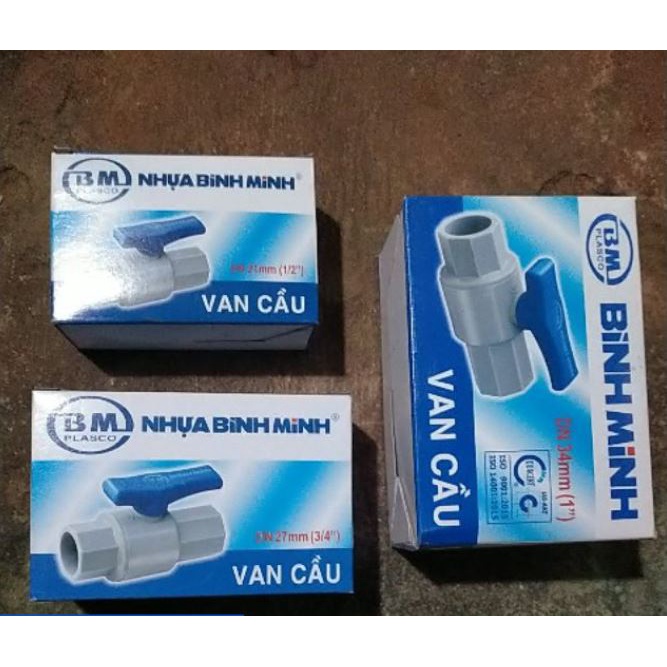 Van nhựa, van khóa nước Bình Minh PVC phi 21,27,34,42,49- Hàng chính hãng