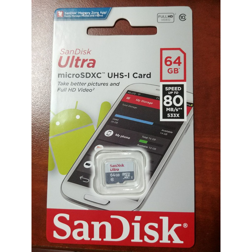 [Chính Hãng] Thẻ nhớ MicroSDXC 64GB SanDisk Ultra Class 10 533x 80MB/s