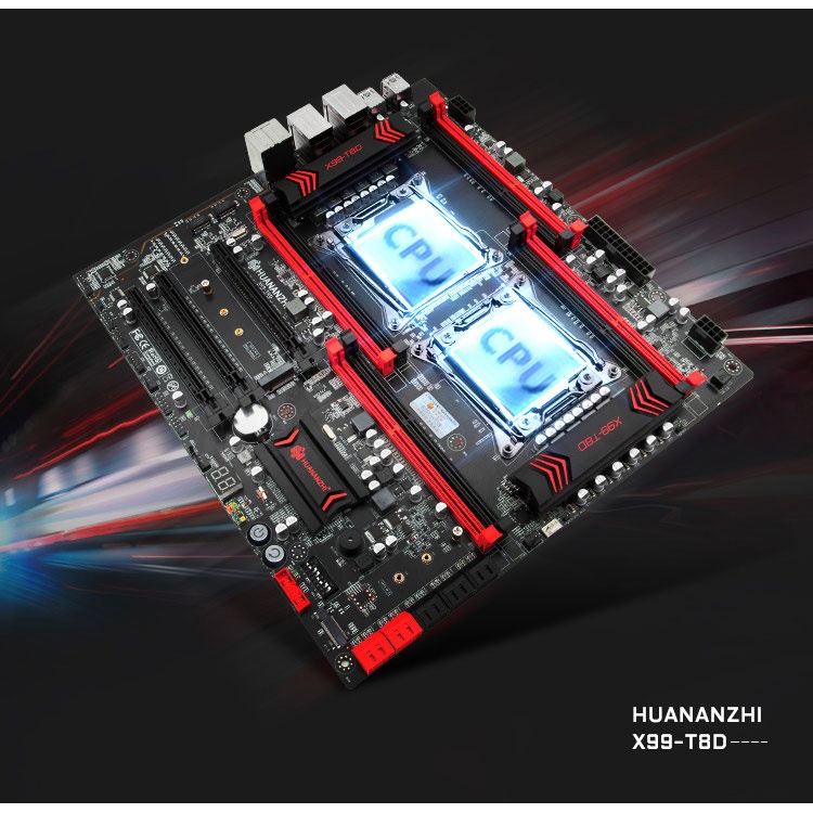 Mainboard HUANANZHI X99-T8D. Bo Mạch Chủ Intel Dual CPU X99 LGA 2011-3 E5 V3 V4, E-ATX. Hàng mới 100% full box