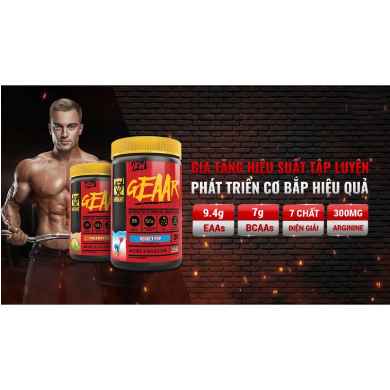 Geaar Mutant Amino acid Eaa Hỗ Trợ Phục Hồi Phát Triển Cơ Bắp Mutant GEAAR - 30 Lần Dùng (378Gram)