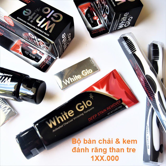 Bộ bàn chải & kem đánh răng than tre White Glo - HÀNG ÚC ĐỦ BILL