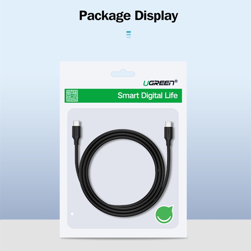 Dây cáp UGREEN chuyển đổi từ USB C sang USB Type-C PD60W QC-4.0 cho điện thoại Macbook
