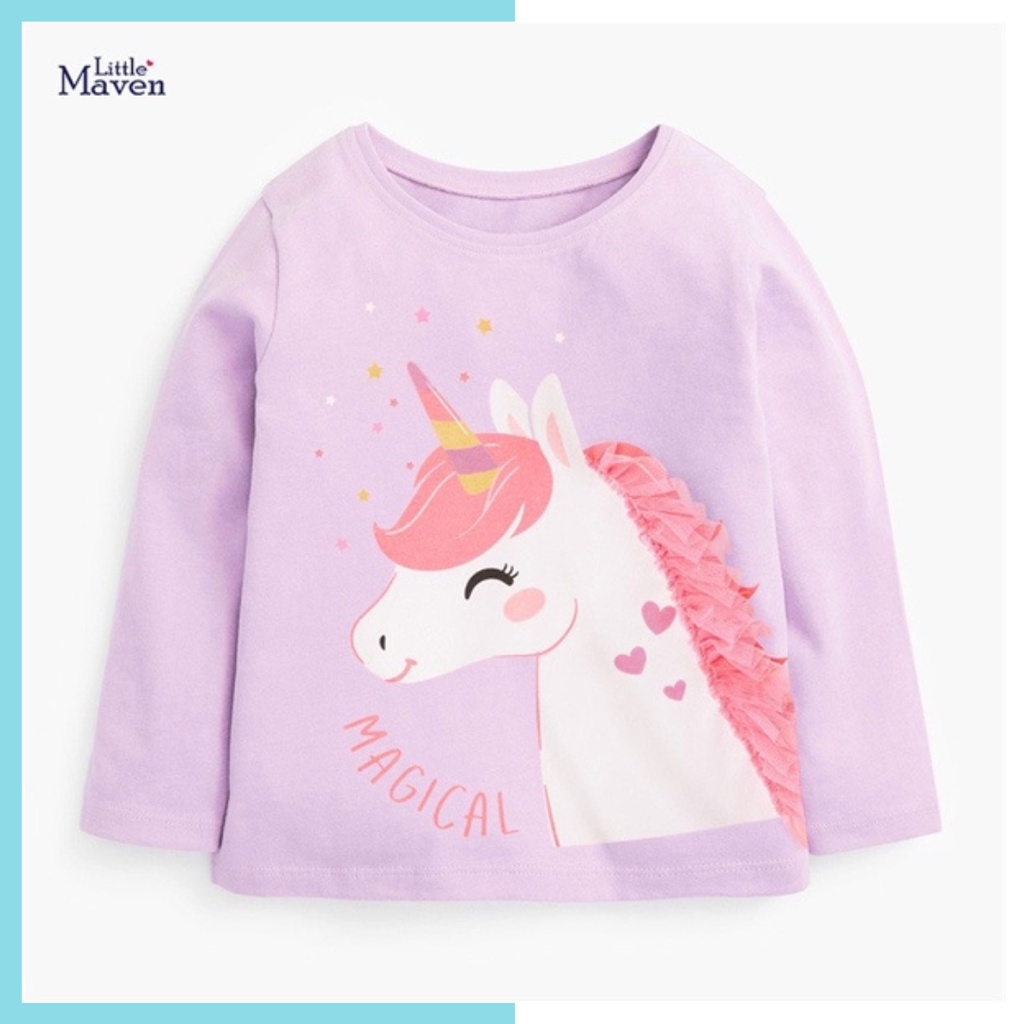 Áo cotton Little maven Pony LM5Y0113/LM5Y0114/LM5Y0115 cho bé gái 2-8 tuổi - Little Maven Official Store